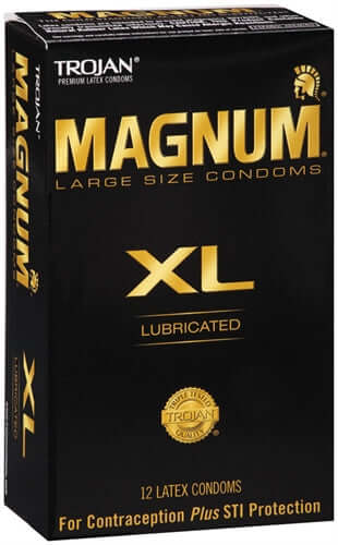 Trojan Magnum XL - 12 Pack Large Size Lubricated Latex Condoms Box