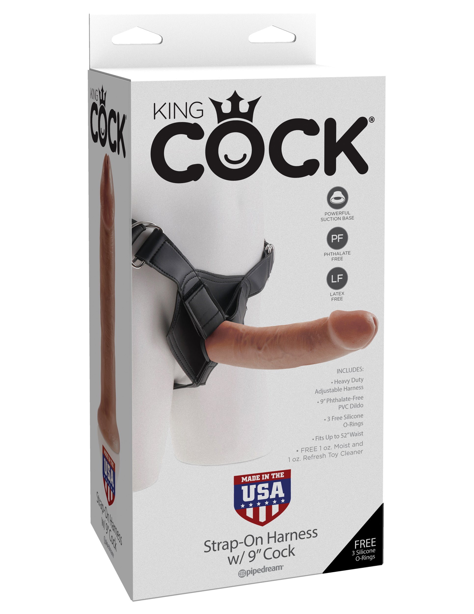 King Cock Strap-on Harness With 9" Cock - Tan