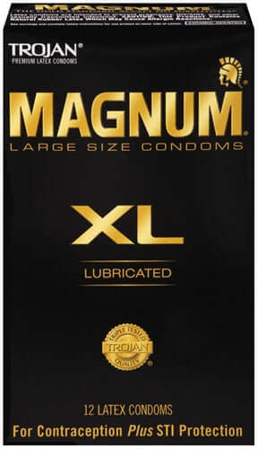 Trojan Magnum XL - 12 Pack Large Size Lubricated Condoms for Extra Comfort and STI Protection