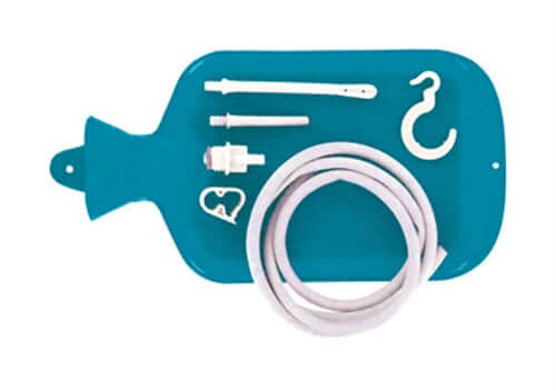 Cleanstream Water Bottle Cleansing Kit accessories including reservoir, tubing, and attachments on a blue background.