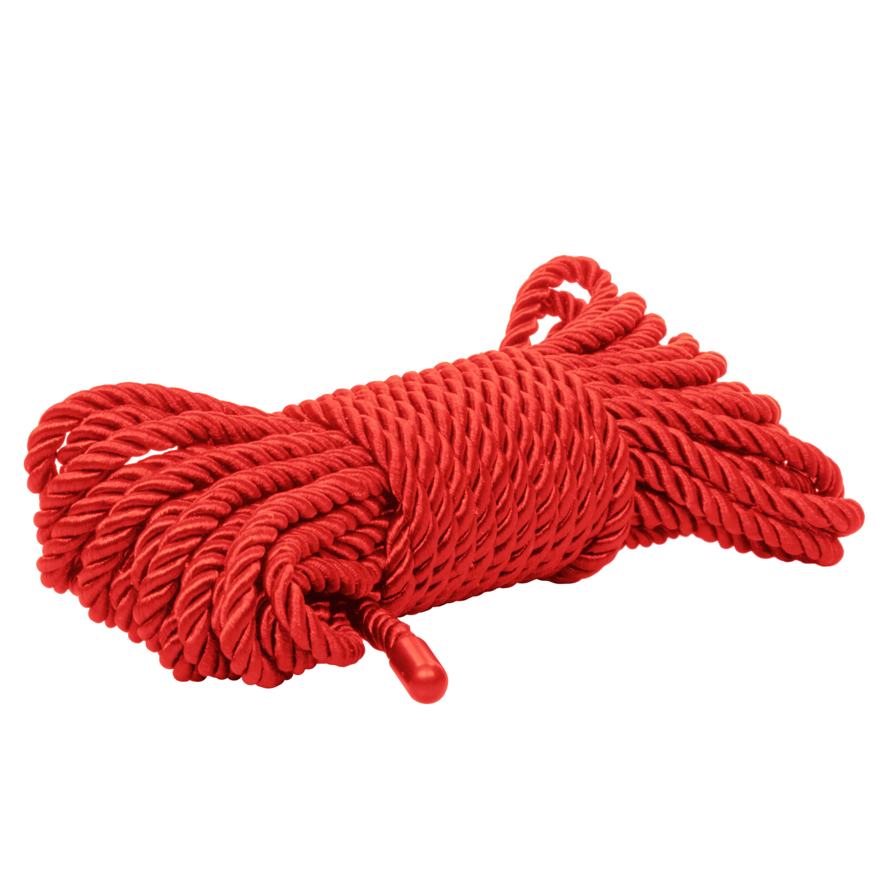 Scandal BDSM Rope 32.75 ft 10 m Red rolled up, perfect for restraint play and decorative binding.