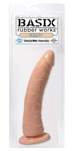 Basix Rubber Works - Slim 7 Inch With Suction Cup - Flesh