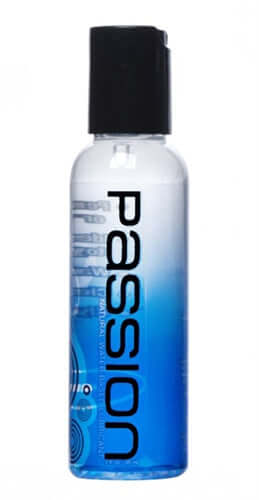 Passion Natural Water Based Lubricant 2 Oz bottle with a sleek design and a black cap.