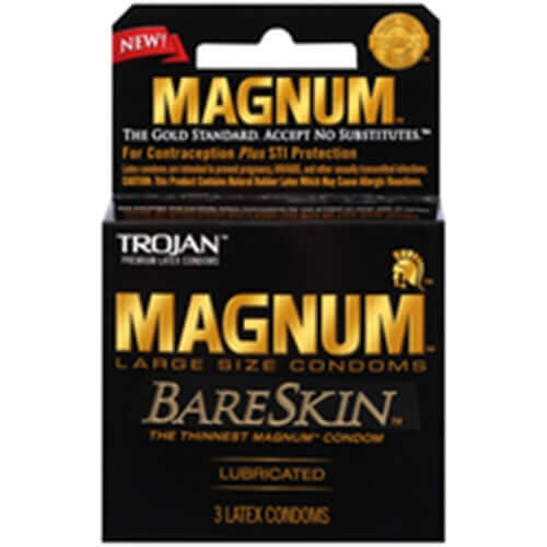 Trojan Magnum Bareskin 3 Pack Condoms for heightened sensitivity, comfort, and STI protection.