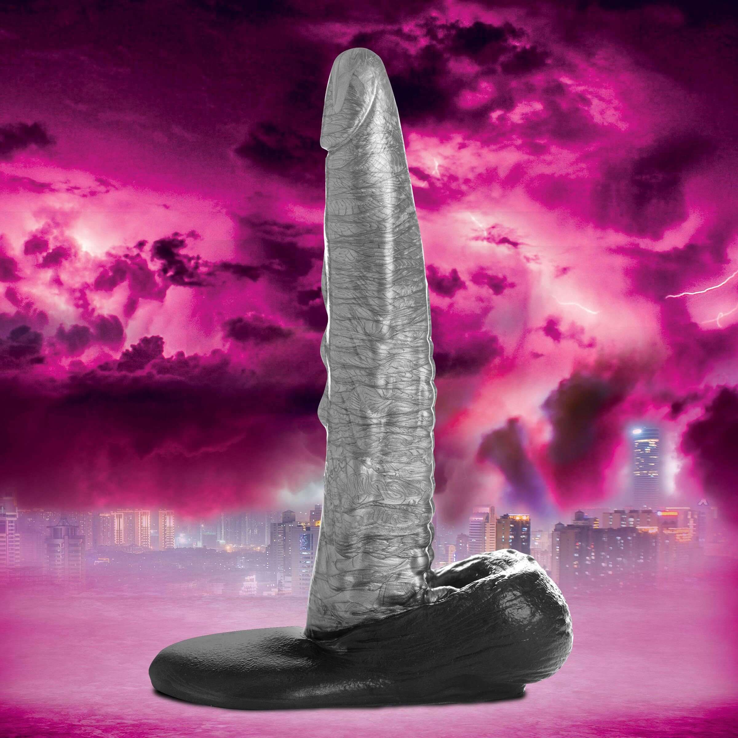 Cc - the Gargoyle Rock Hard Silicone Dildo - Silver