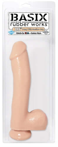Basix Rubber Works - 10 Inch Dong With Suction Cup - Flesh