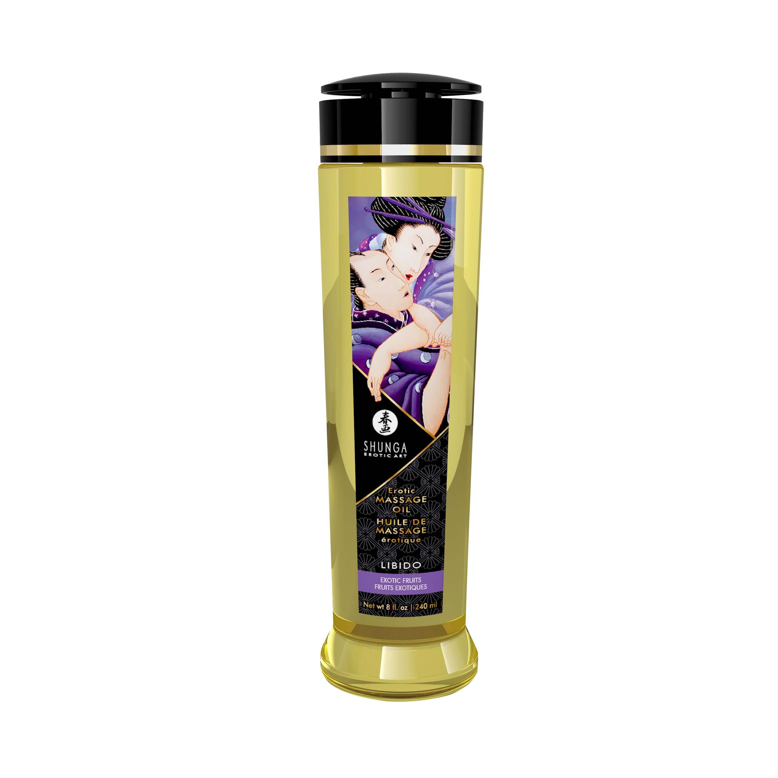 Shunga Massage Oils - Libido 8 Fl. Oz. Erotic Massage Oil Bottle with Silky Smooth Texture and 100% Natural Ingredients
