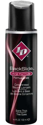 ID Backslide Anal Silicone Lubricant 4.4 Oz bottle showcasing premium silicone-based formula for intimate experiences.