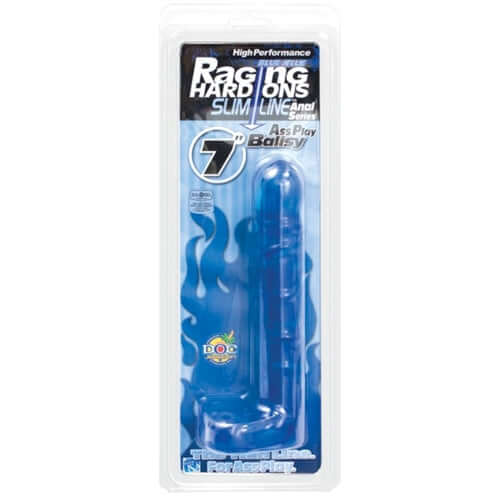 Raging Hard Ons Slimline Anal Series 7 Inch Ass Play Ballsy - Blue-0