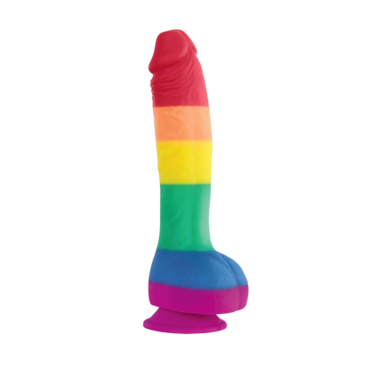 Colours Pride Edition 8 Inch Dong Rainbow with vibrant rainbow colors and silicone material.