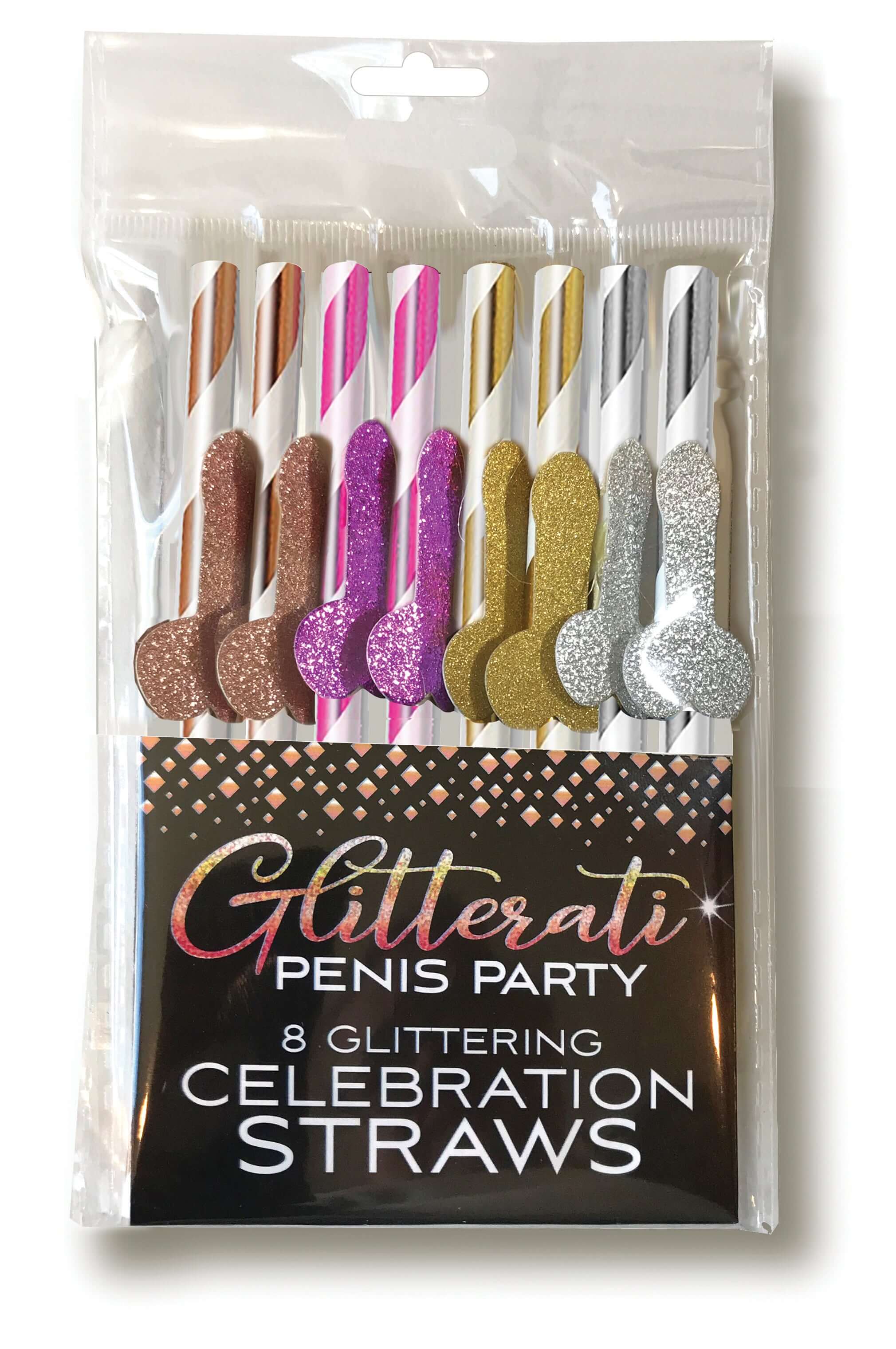 Glitterati Penis Party Celebration Straws - 8 Count