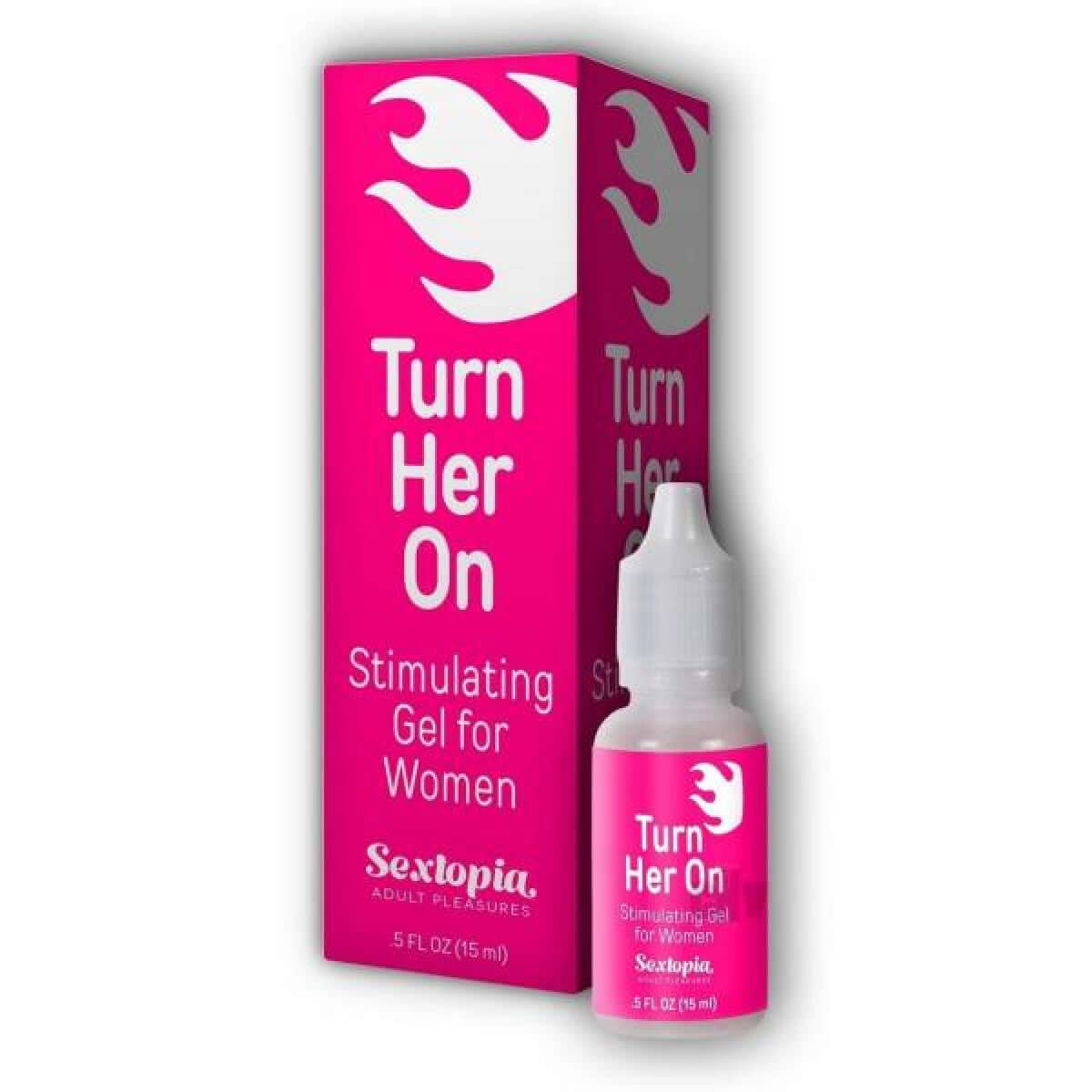 Turn Her On Gel for Women 5 oz bottle and packaging, enhancing sensitivity and arousal for intensified pleasure.