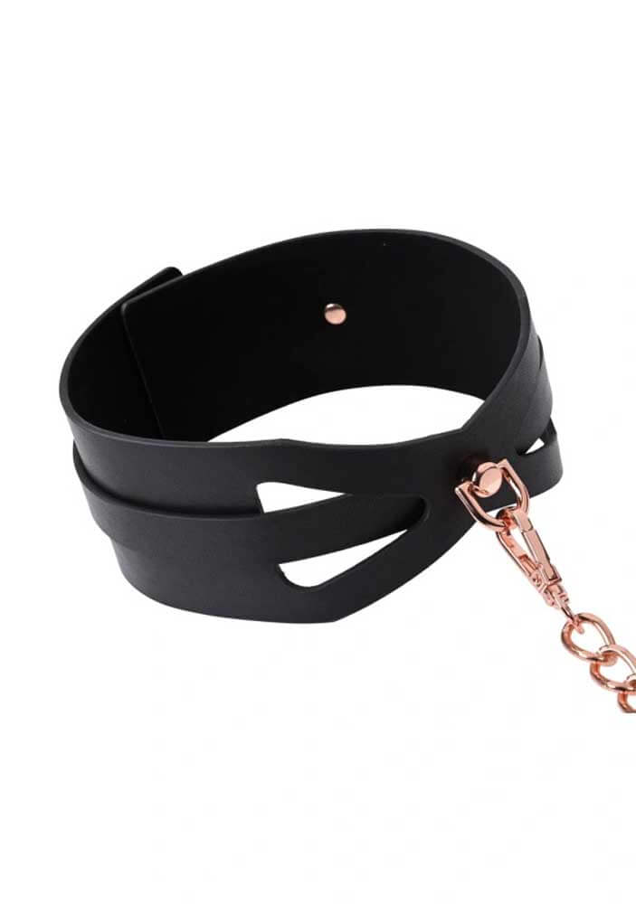 Brat Collar and Leash - Black / Rose Gold-0