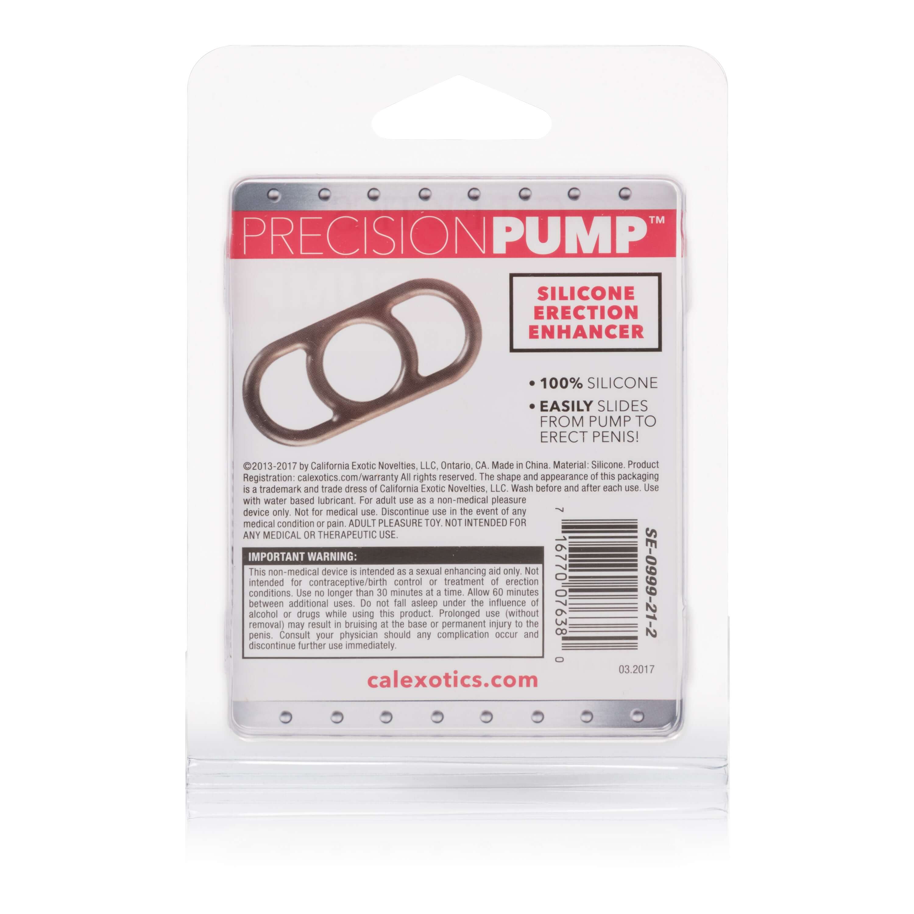 Precision Pump Silicone Erection Enhancer in packaging with product details and website.