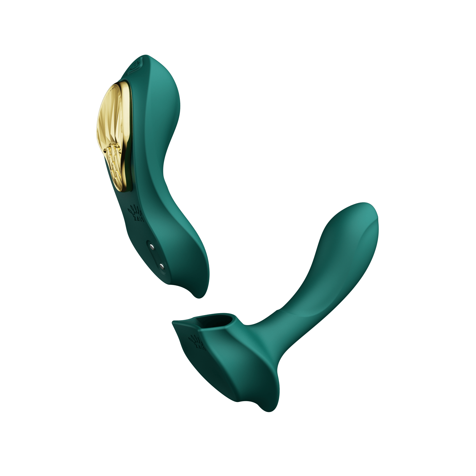 ZALO Aya Wearable Vibrator Turquoise Green with ergonomic design and removable silicone attachment for versatile stimulation.