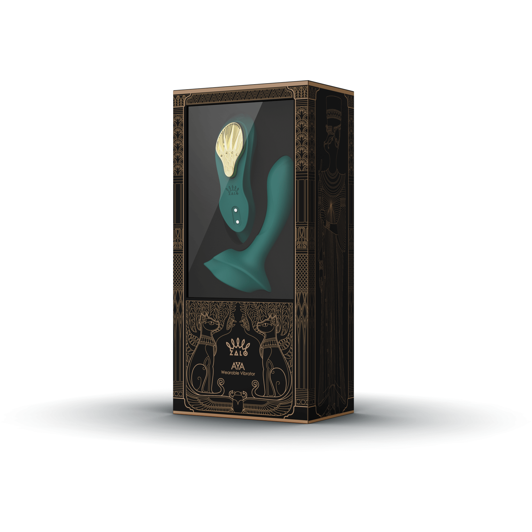 ZALO Aya Wearable Vibrator Turquoise Green in elegant packaging