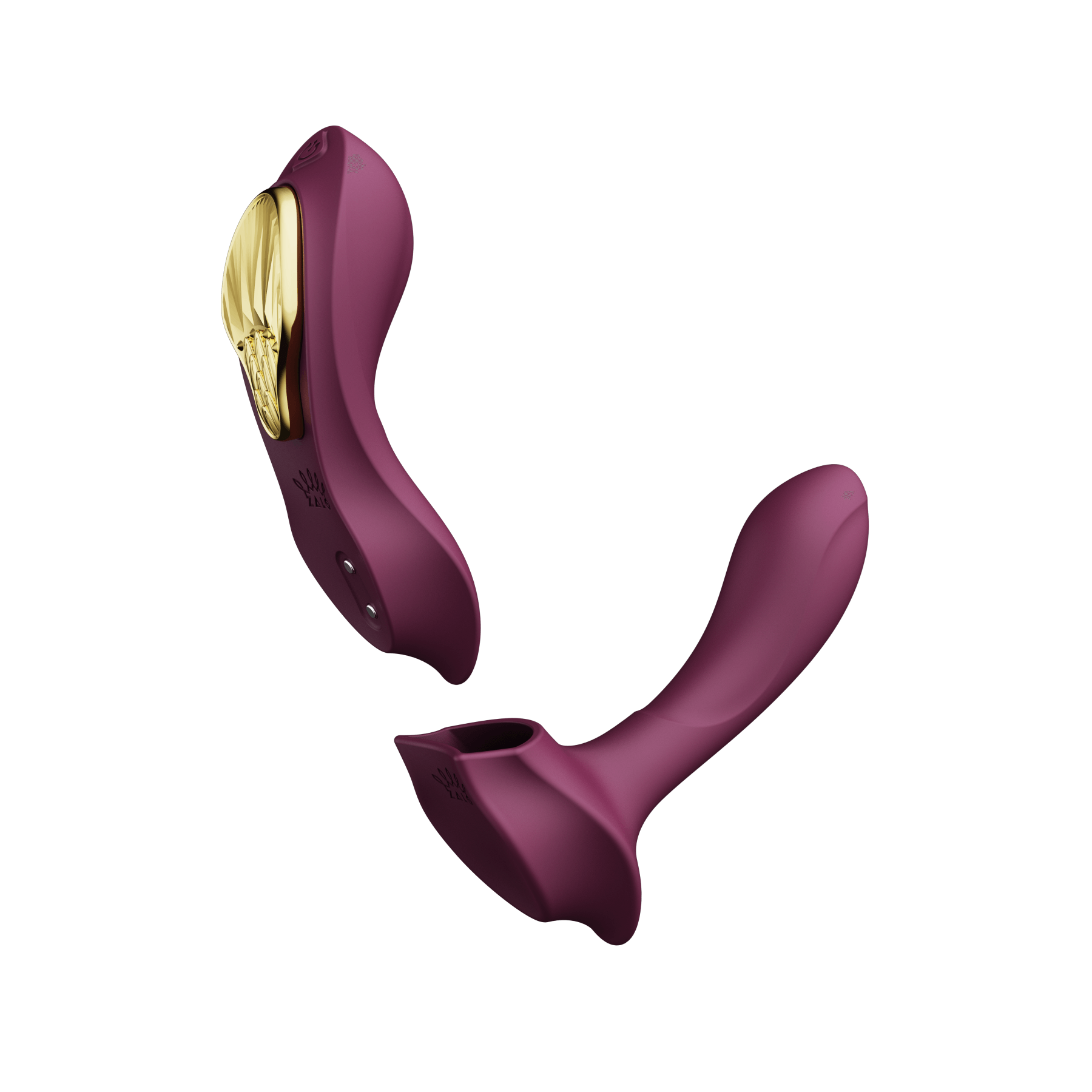 ZALO Aya Wearable Vibrator Velvet Purple with removable silicone attachment - ergonomic design for external and internal stimulation