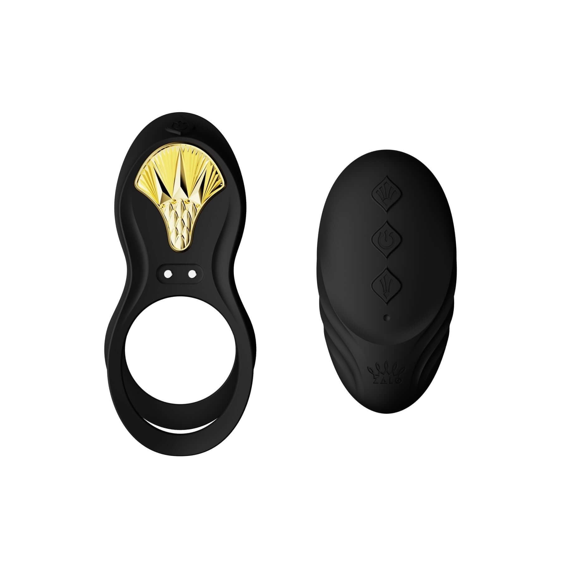 ZALO Bayek Vibrating Couples Ring in Obsidian Black with Remote Control, USB Rechargeable, Waterproof, and 8 Vibration Modes