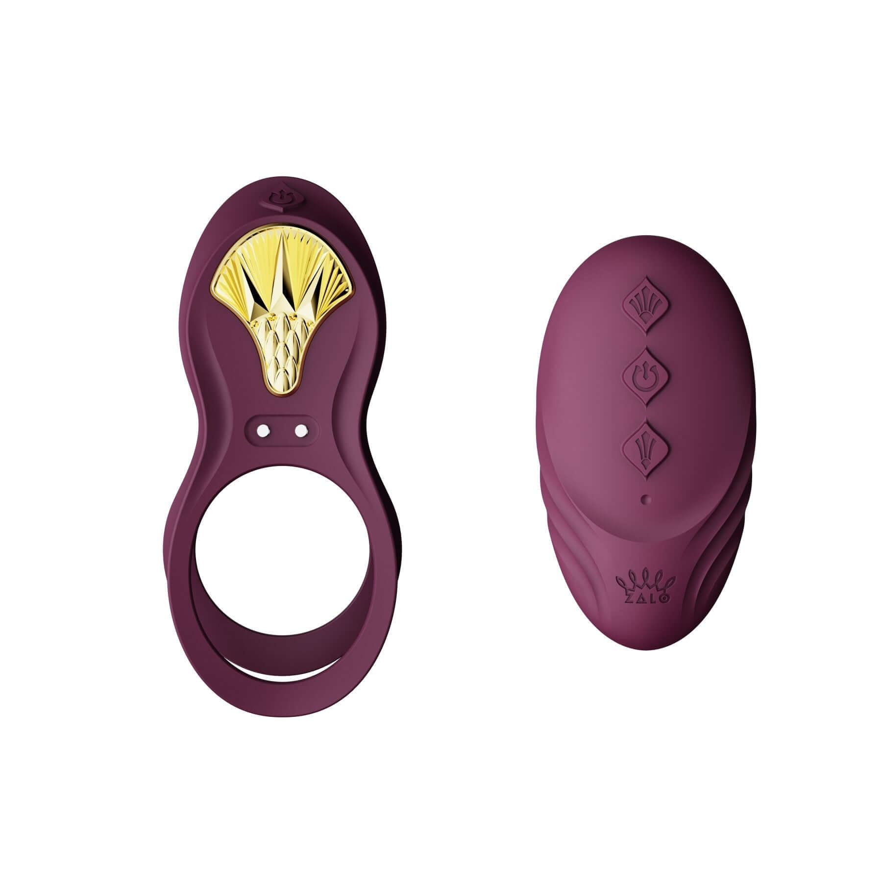 ZALO Bayek Vibrating Couples Ring in Velvet Purple with Remote Control and Ergonomic Design for Enhanced Penetration