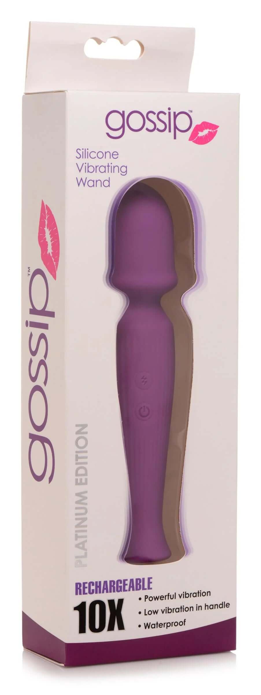 Purple Silicone Wand Massager in Packaging - Rechargeable with 10 Vibration Modes, Waterproof and Travel-Ready