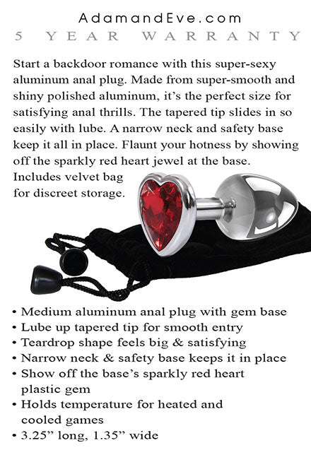 Medium Red Heart Gem Anal Plug