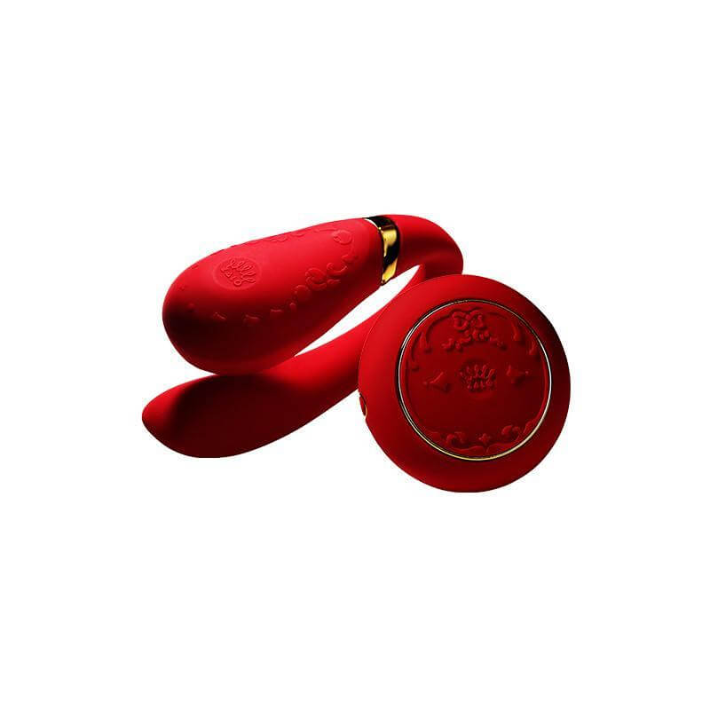 ZALO Fanfan Set Remote-Controlled Rechargeable Couples Massager in Bright Red from Versailles Series