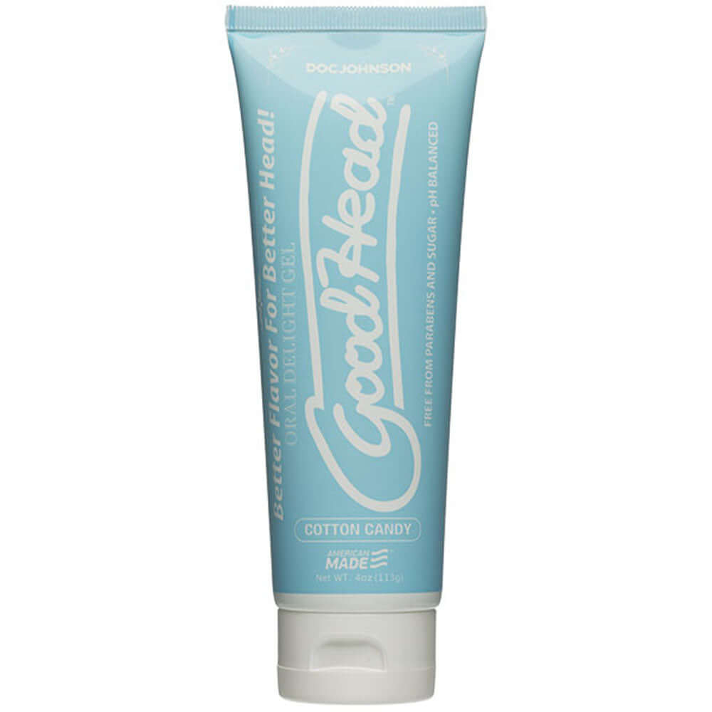 Goodhead Oral Delight Gel Cotton Candy 4 Oz tube for enhancing oral pleasure with sweet flavor.