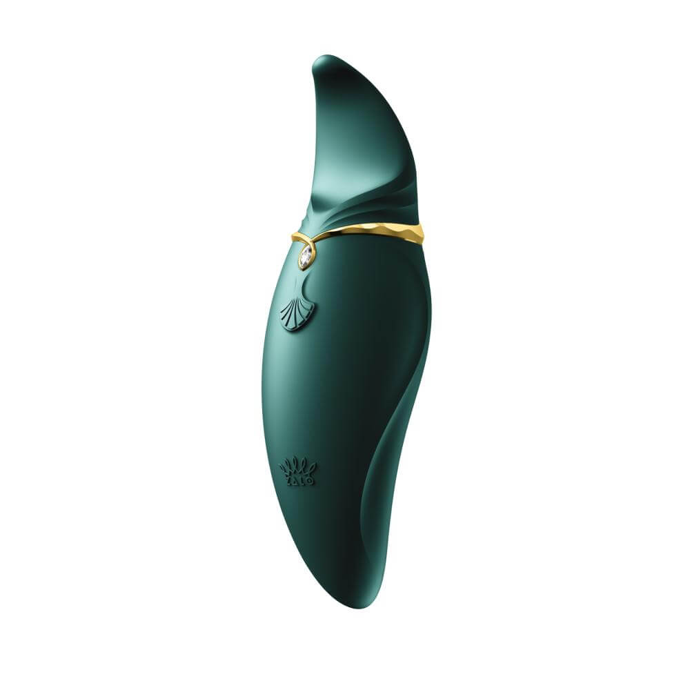 ZALO Hero Clitoral Rechargeable Massager in Jewel Green featuring compact ergonomic design and PulseWave™ technology.