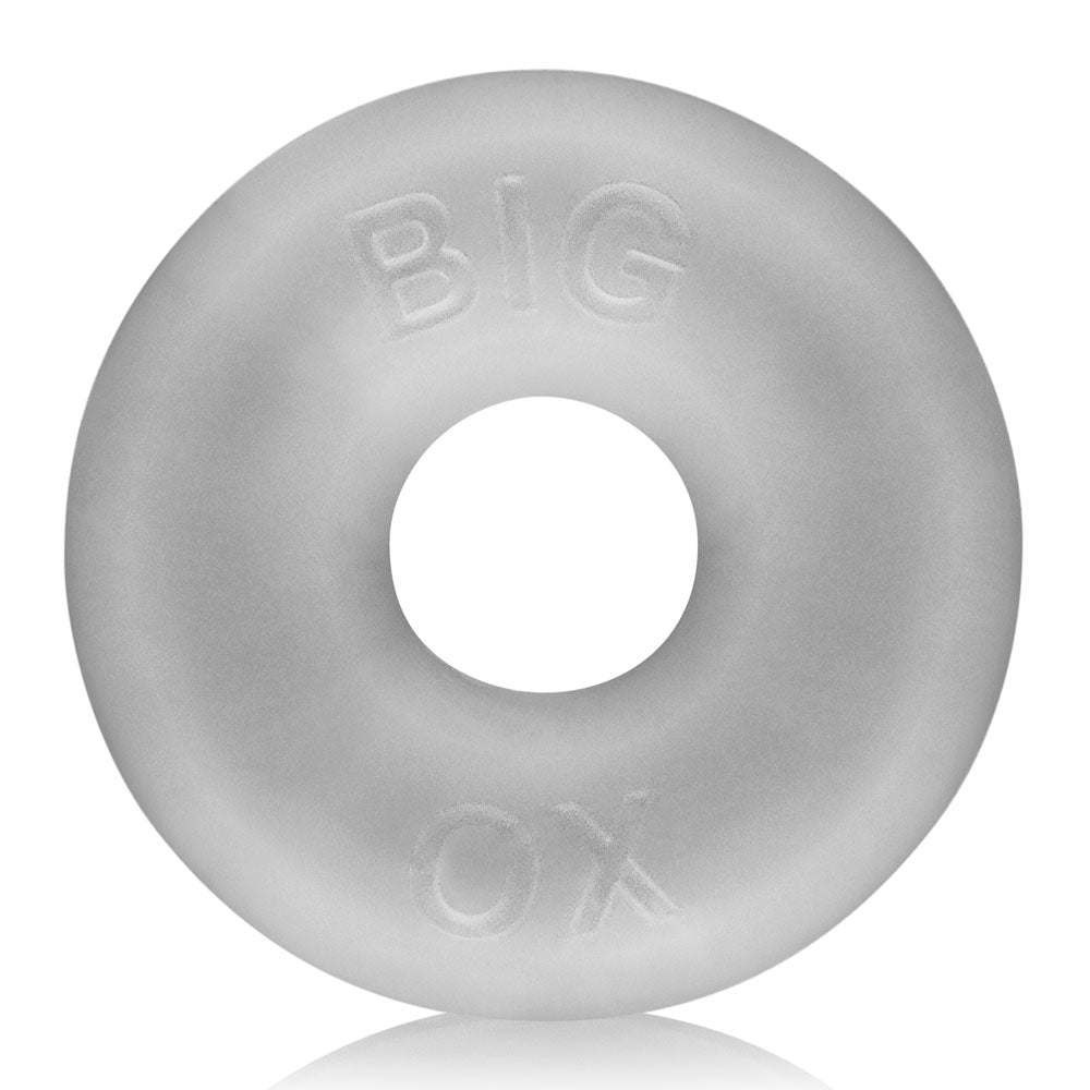 Oxballs Big Ox Super Mega Stretch Silicone Cock Ring Clear showing thick, durable design with a soft finish.