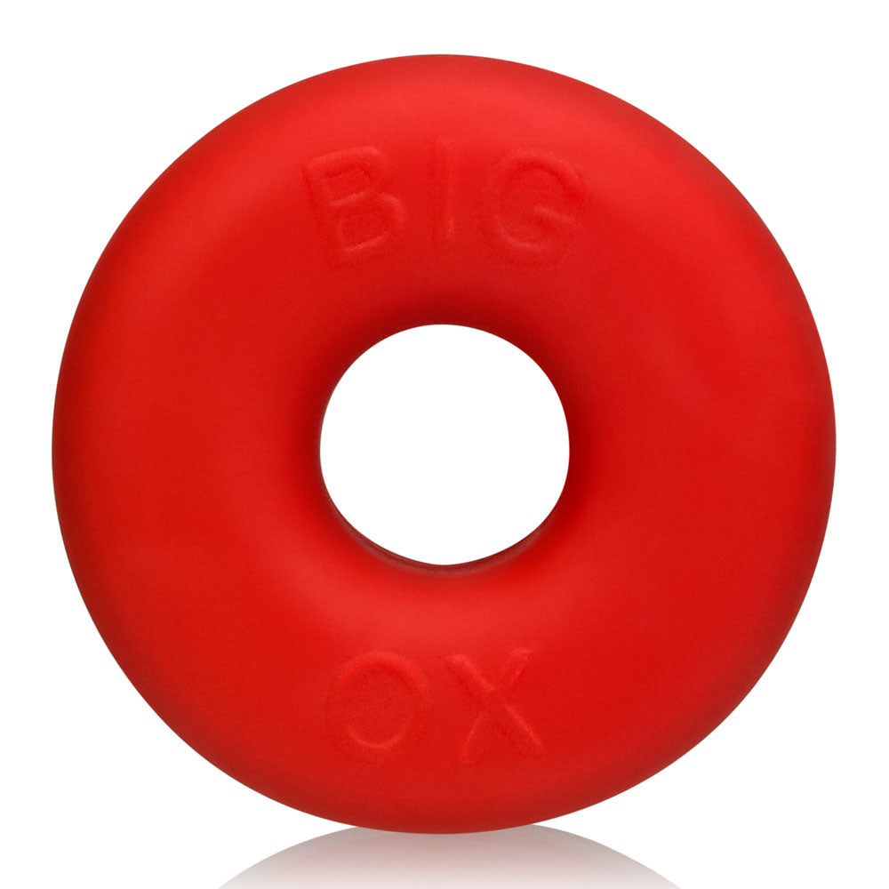 Oxballs Big Ox Super Mega Stretch Silicone Cock Ring Red, thick and flexible design for comfort and support.