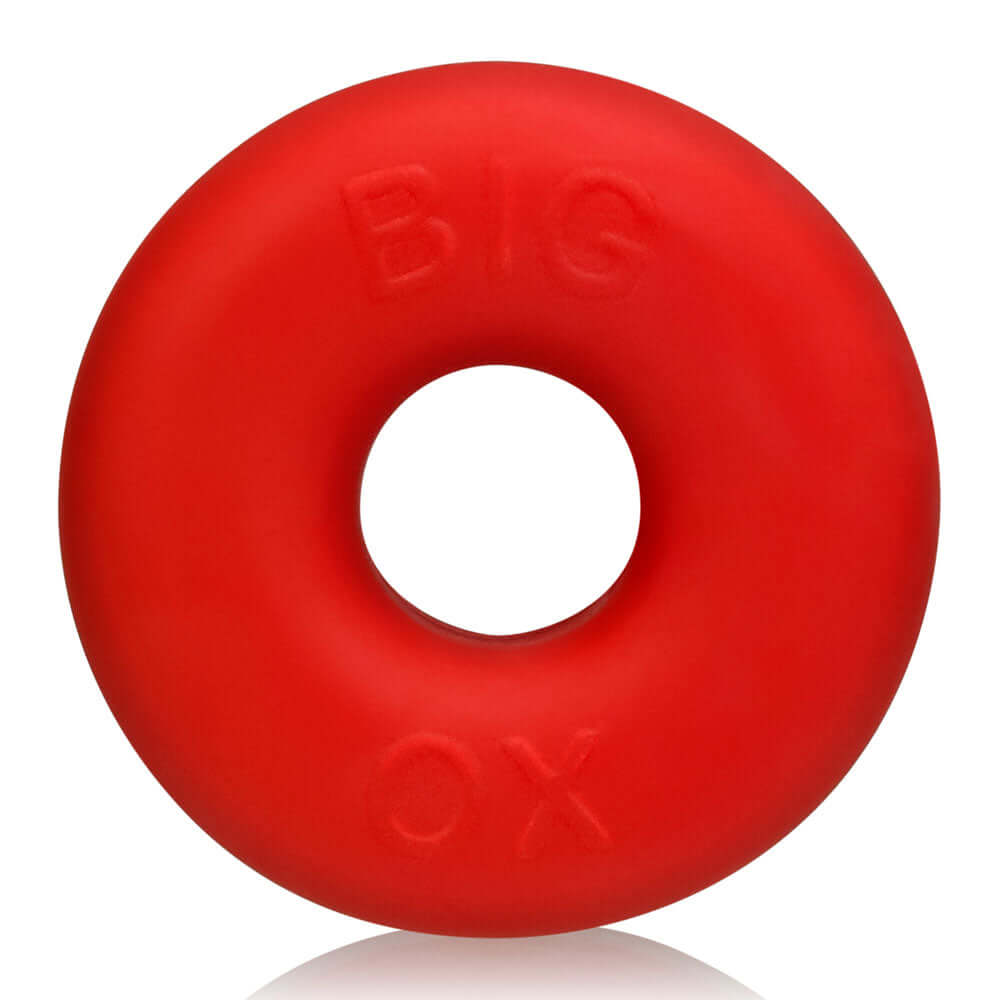 Oxballs Big Ox Super Mega Stretch Silicone Cock Ring Red, thick and flexible design for comfort and support.