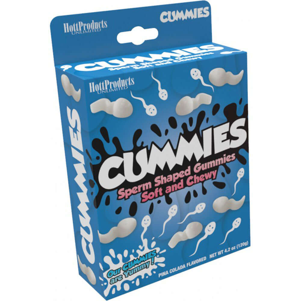 Sperm-Shaped Gummies Pina Colada Flavor packaging showcasing soft and chewy novelty candy for parties.