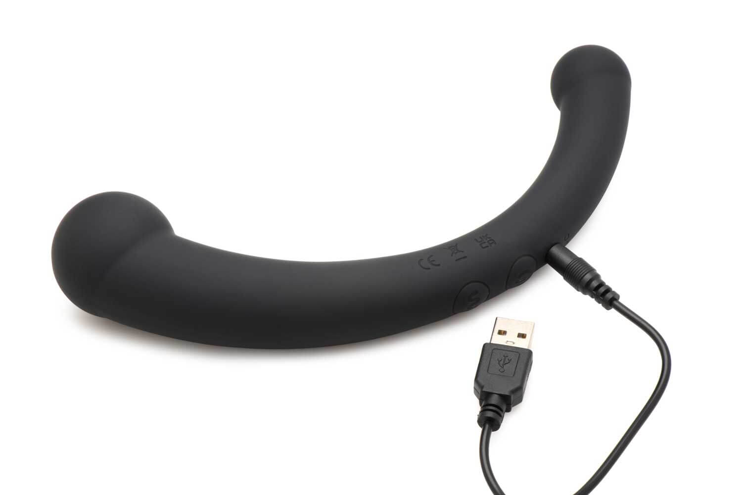 10x Vibra-Crescent Silicone Dual Ended Dildo - Black-0