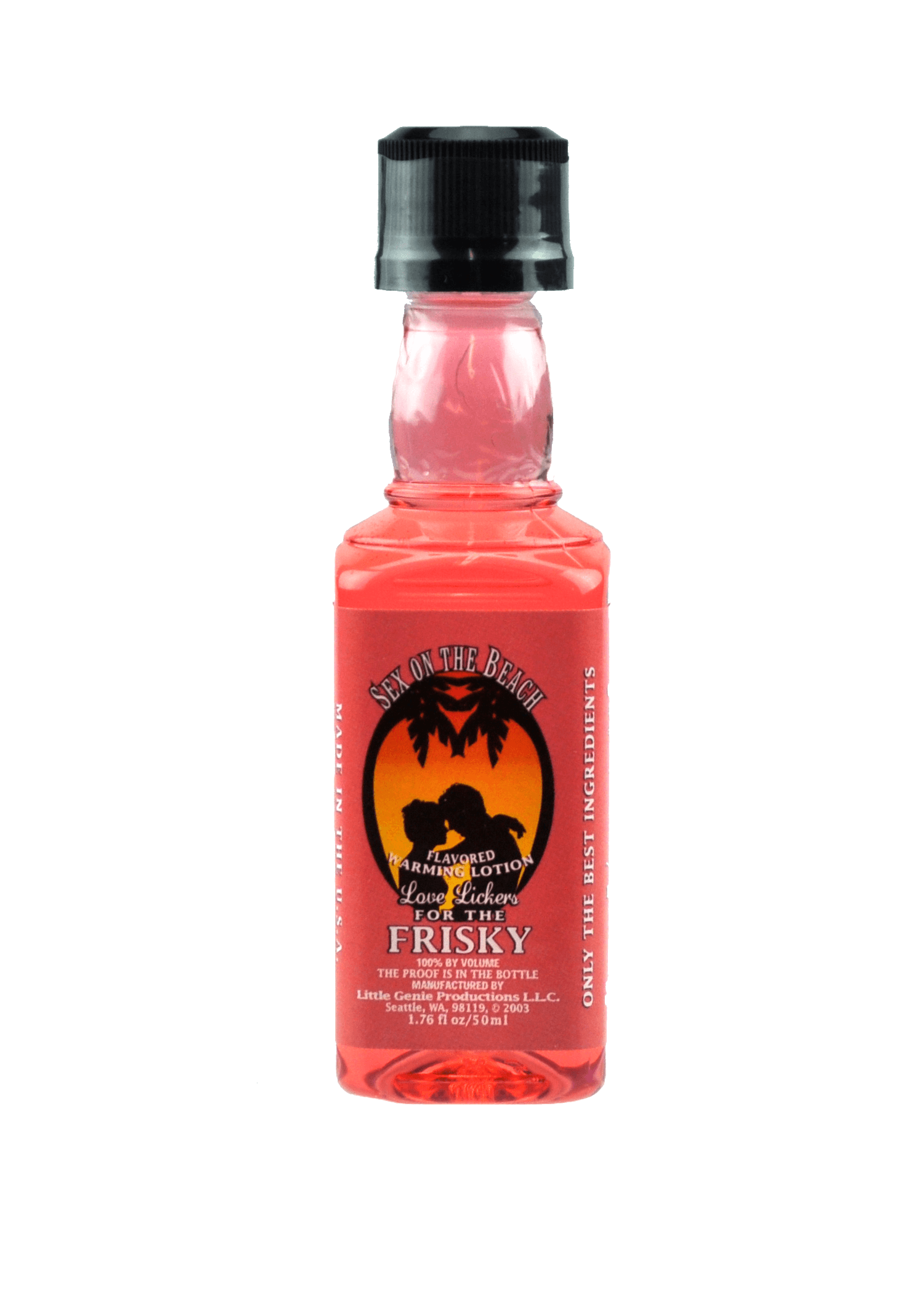 Love Lickers Sex on the Beach edible warming massage oil, 1.76 Fl. Oz. bottle.