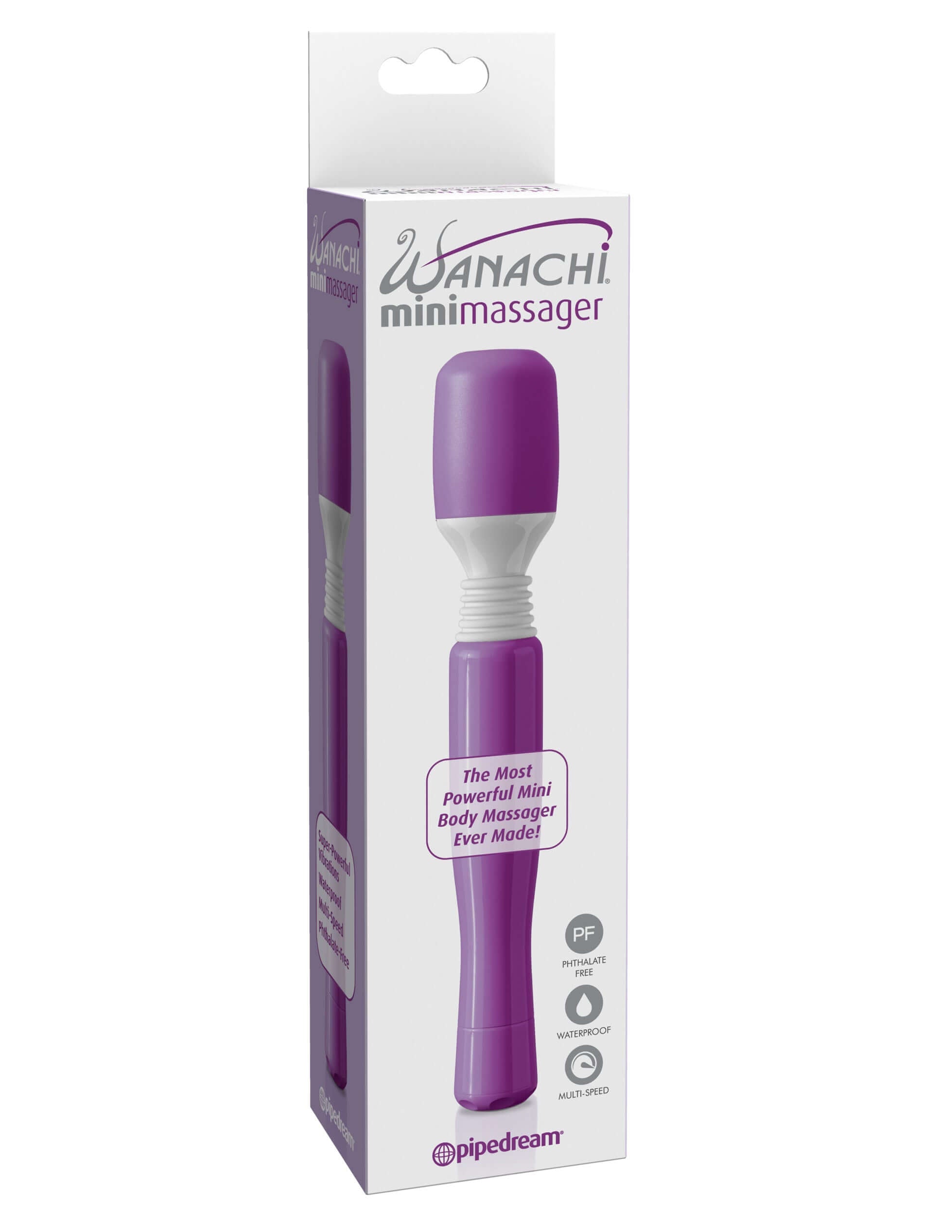 Mini Wanachi Massager Purple in packaging, offering powerful muscle relief and targeted stimulation.