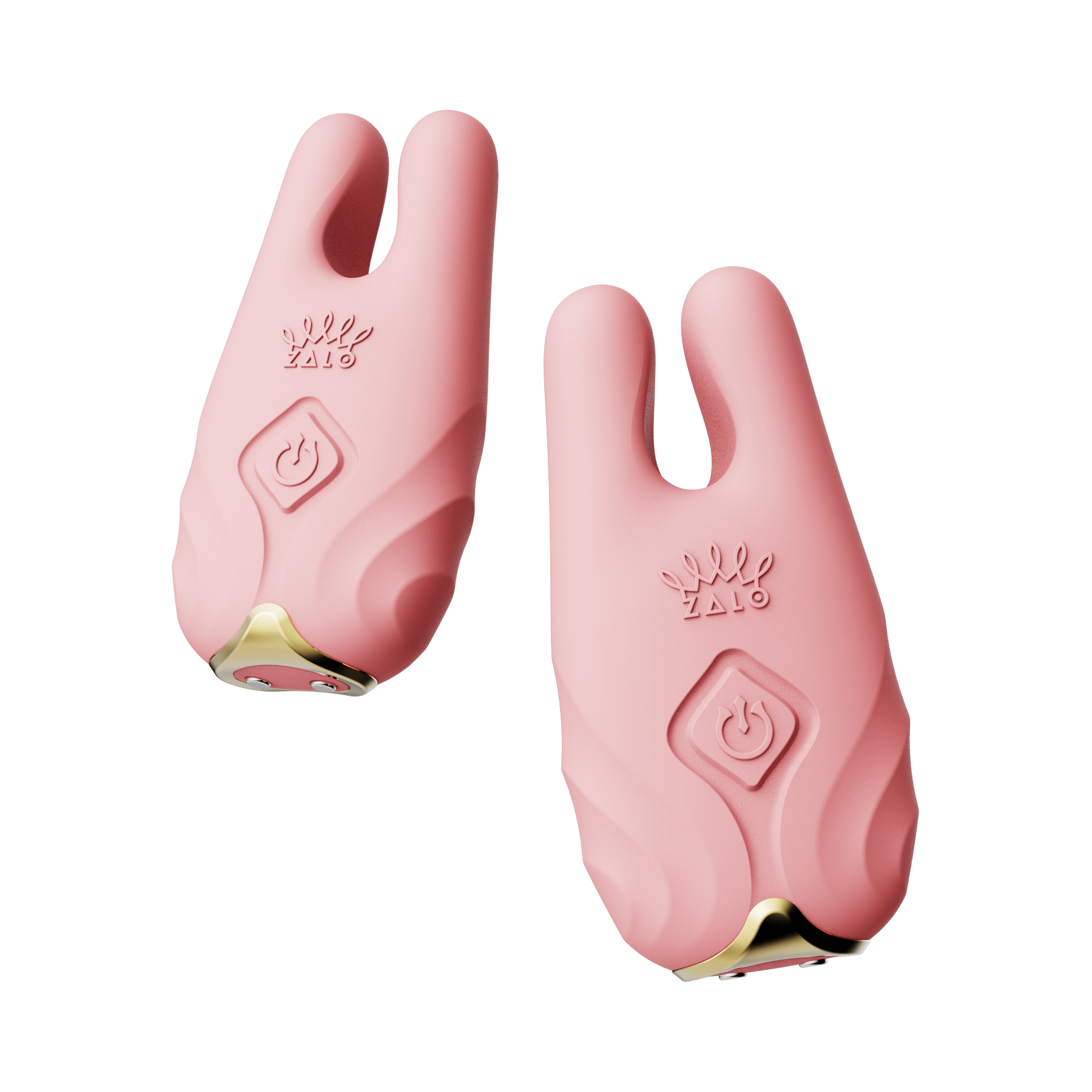 ZALO Nave Vibrating Nipple Clamps in Coral Pink with EasyClamp Technology and Dual Motors