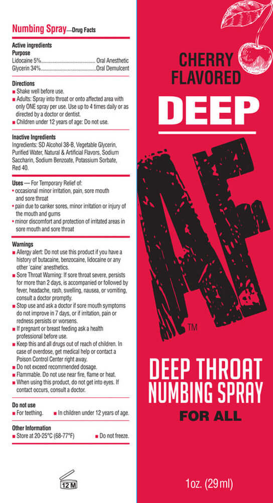 Deep Af Deep Throat Numbing Spray - Cherry - 1 Fl. Oz.