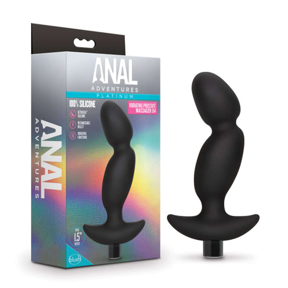 Anal Adventures - Platinum - Silicone Vibrating Prostate Massager 04 -Black