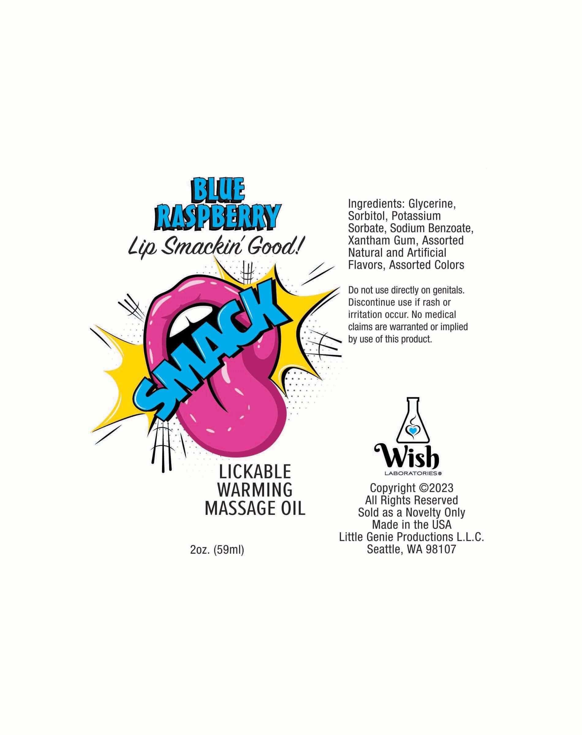 Smack Warming and Lickable Massage Oil - Blue Raspberry 2 Oz-0