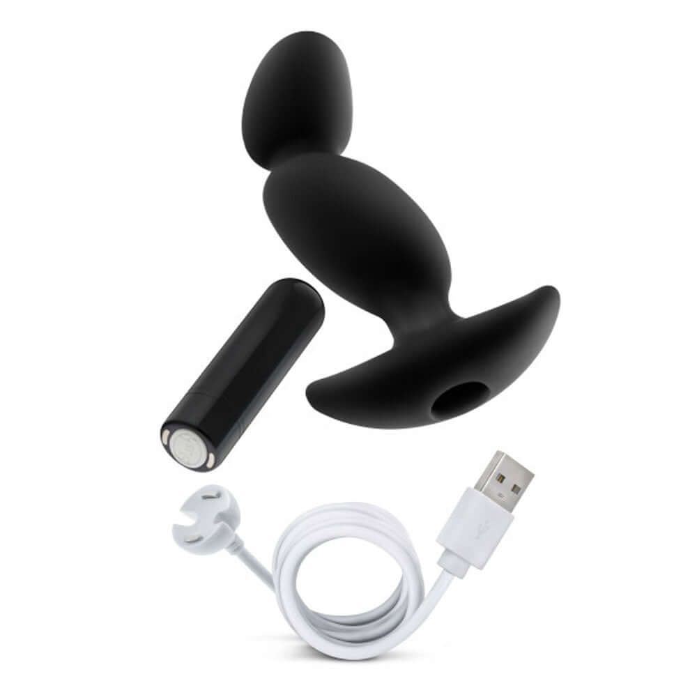 Anal Adventures - Platinum - Silicone Vibrating Prostate Massager 04 -Black
