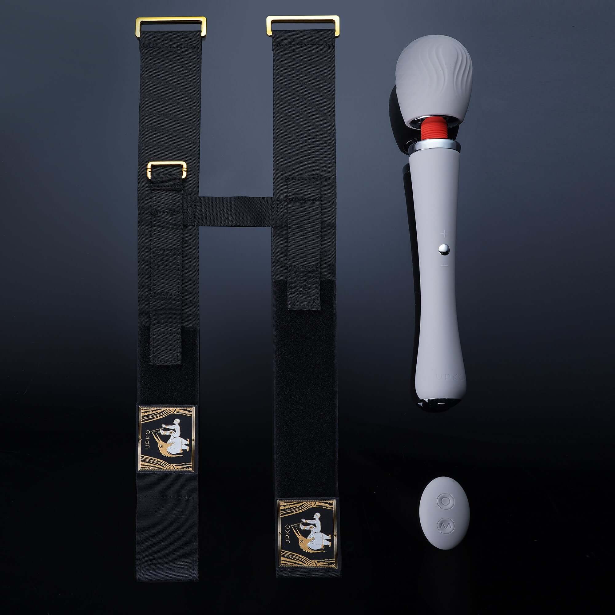 UPKO remote-control wand vibrator and thigh harness combo for enhanced pleasure and discreet enjoyment.