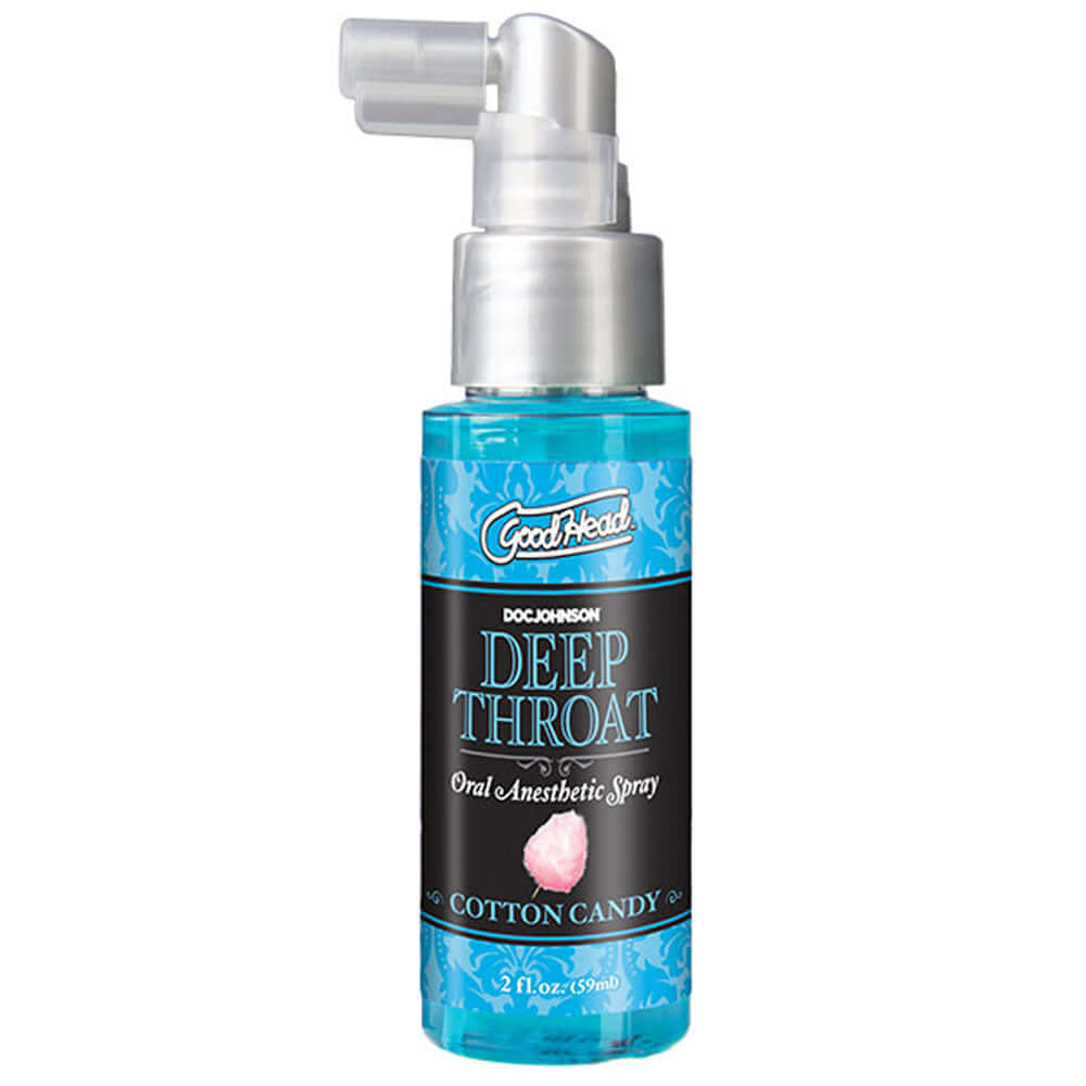 Goodhead Deep Throat Spray Cotton Candy 2 Oz bottle design with spray nozzle and eye-catching label.
