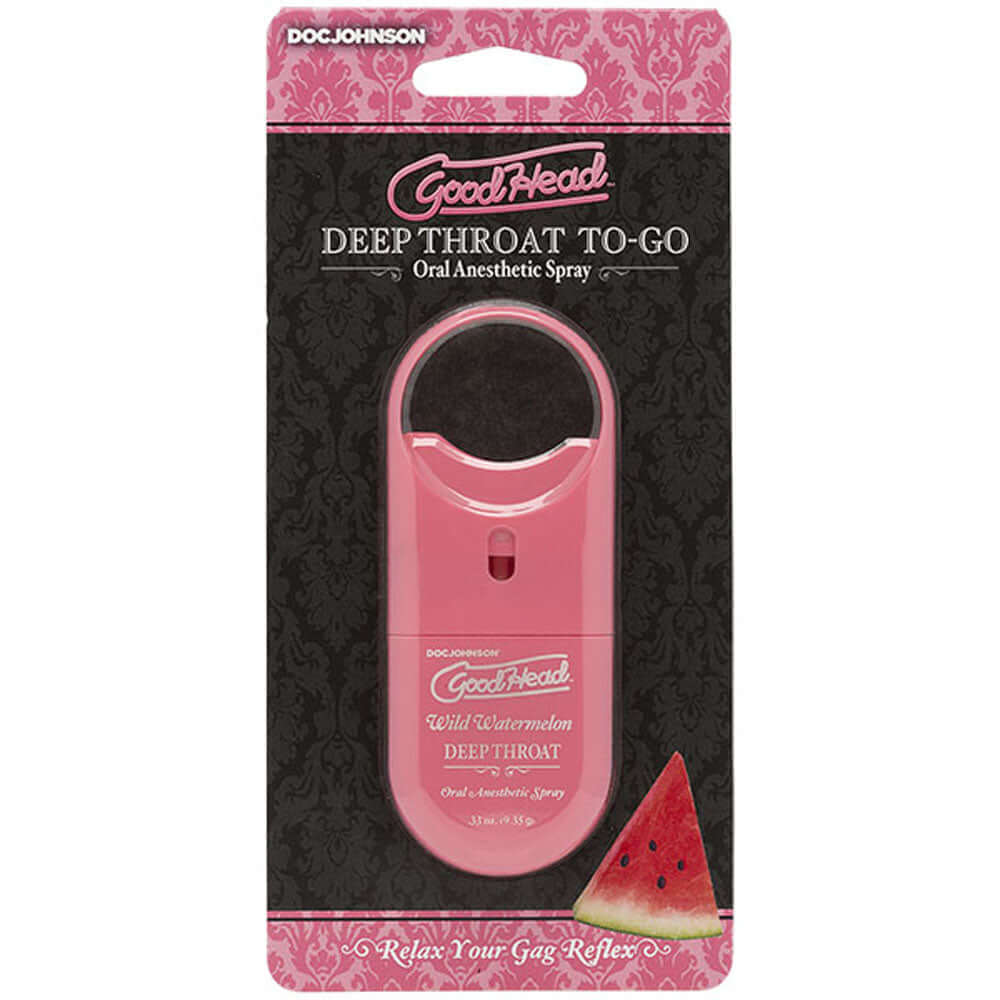 GoodHead Deep Throat Spray To Go Wild Watermelon 0.33 Oz travel-size oral spray for comfortable experiences.