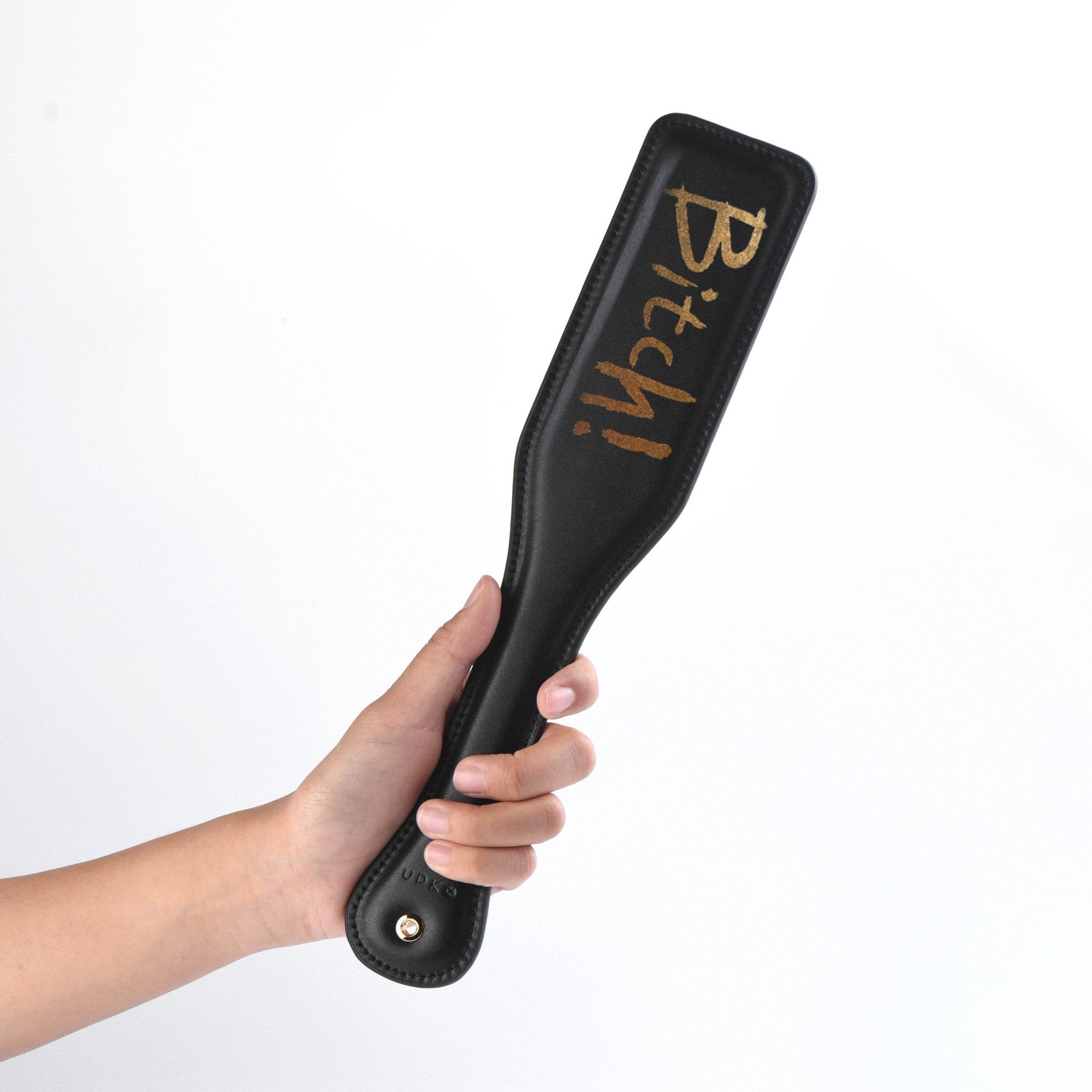 Bitch! Luxury Black Leather Paddle by UPKO