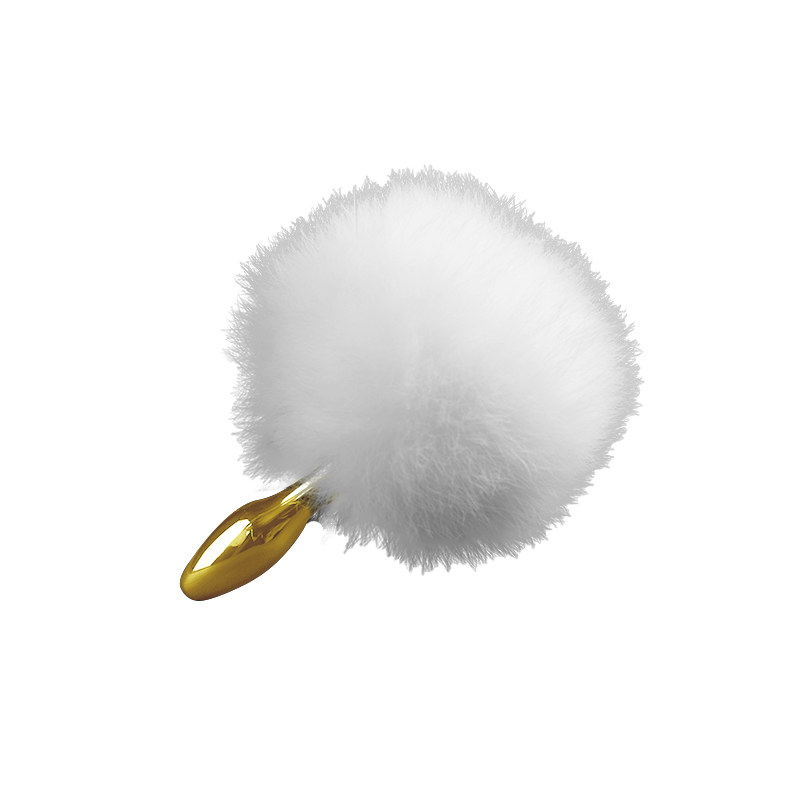White Fox Fur Bunny Tail Small Butt Plug by UPKO