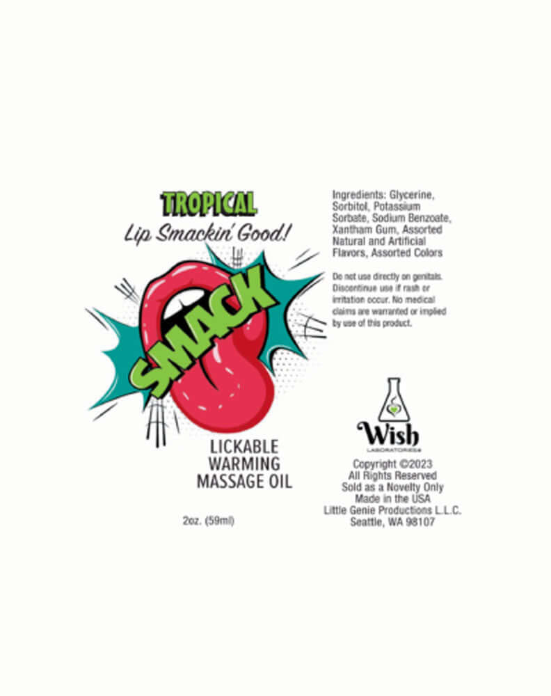 Smack Warming and Lickable Massage Oil - Tropical 2 Oz-0