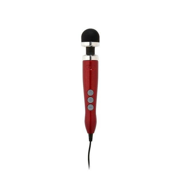 Doxy No 3 Candy Red Diecast Plug-In Vibrating Petite Wand Massager with Screw-On Head