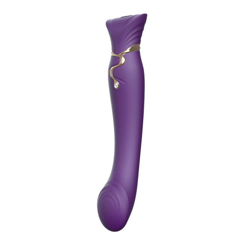 ZALO Queen Twilight Purple G-spot PulseWave 17-function App-controlled Rechargeable Silicone Vibrator with Suction Sleeve and Swarovski embellishment