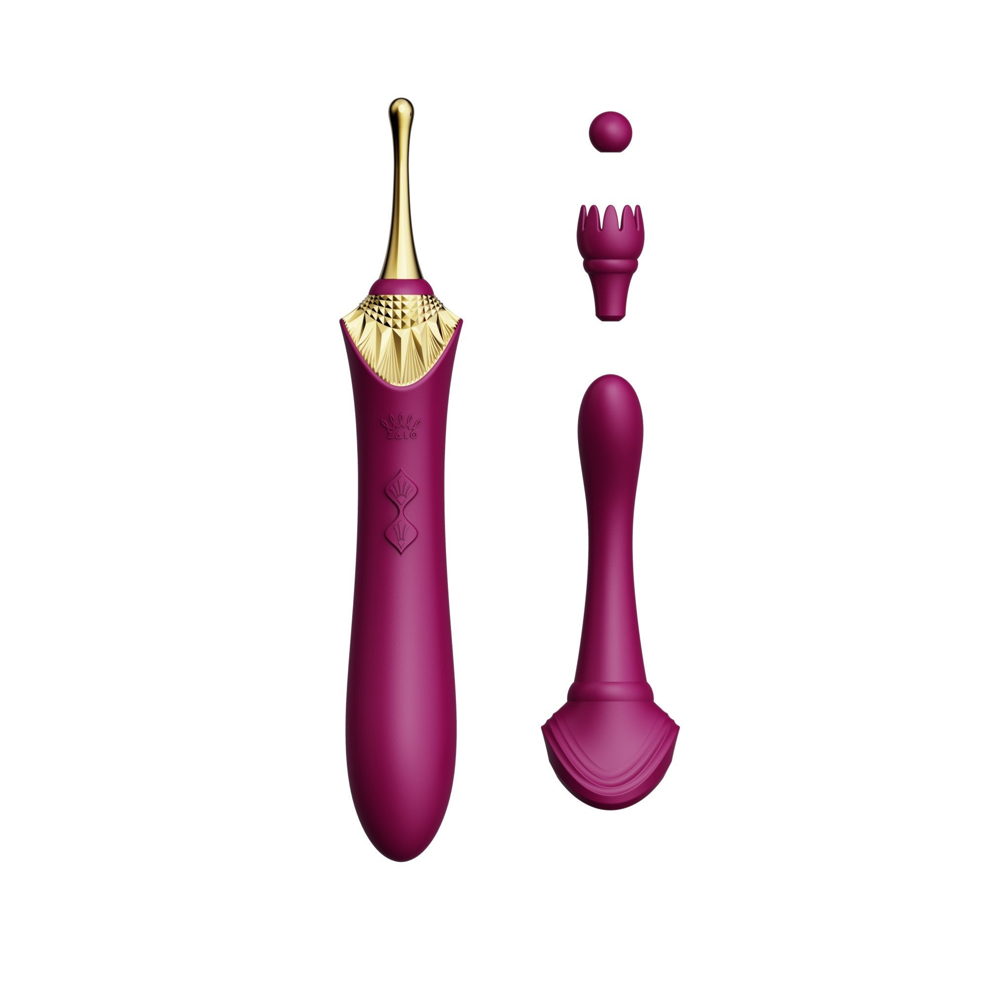 ZALO Bess Clitoral Massager Velvet Purple with multiple attachments for precise stimulation