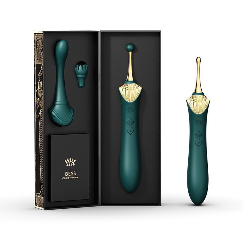 ZALO Bess Clitoral Massager Turquoise Green with DirectPower technology in luxurious packaging.